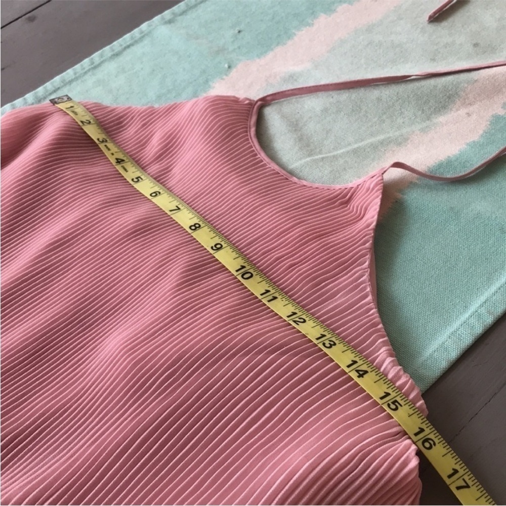 H by Halston Pleated Halter Midi Dress Pink Pearl Backless 10 NWT - Picture 10 of 12